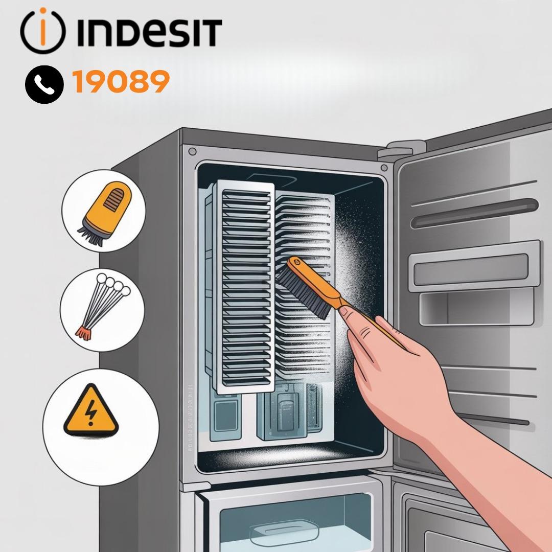 تنظيف فتحات التهوية والمكثف والضاغط في ثلاجة اندست